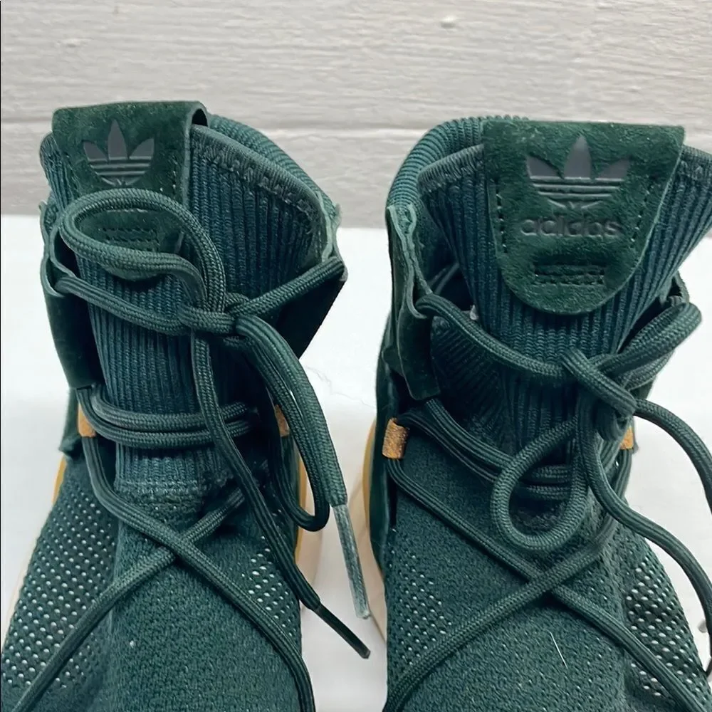 Adidas Tubular Primeknit Green and Tan (almost gold) High-Top Sneakers Size 12